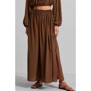 MATTEAU | Drawcord Split Skirt in Pecan | Size 4 (US 8)